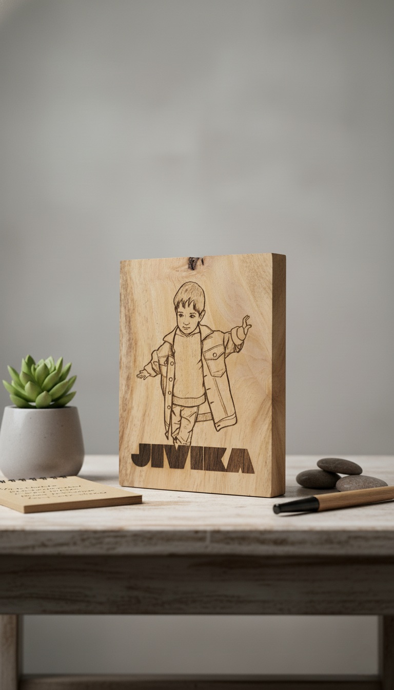 Laser Engraved Wood Potrait On Mango Wood - Image 5