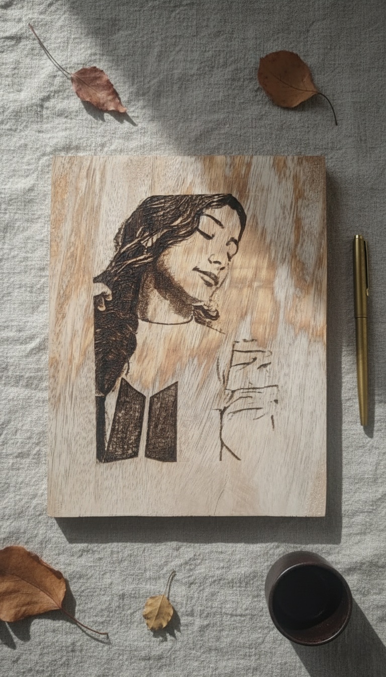 laser engraved wood potrait on mango wood laser engraved wood potrait on mango wood